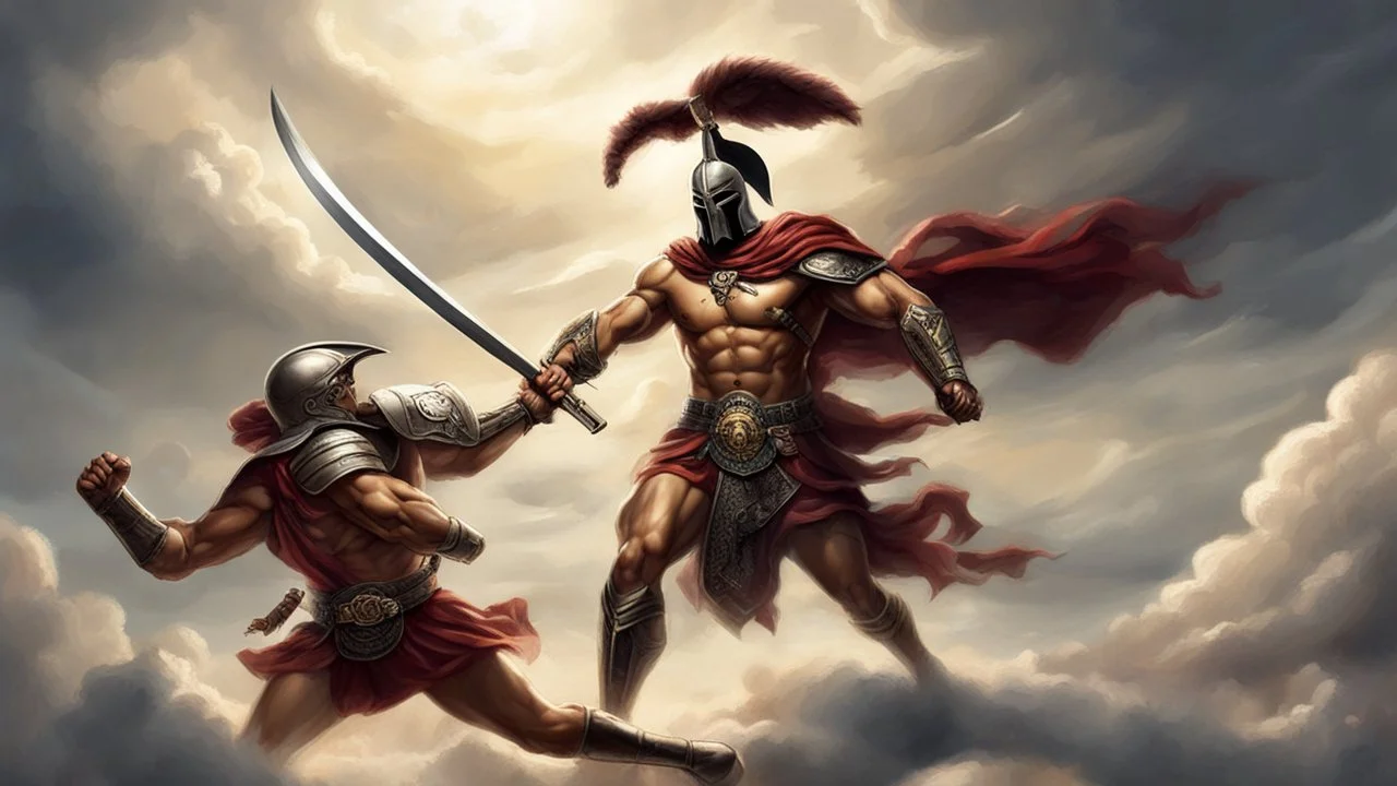 Spartan fighting Jesus in heaven