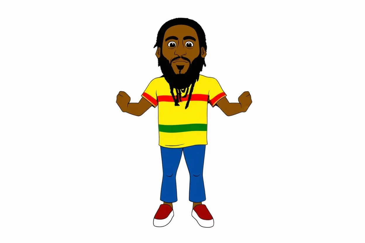 cartoon rasta in tpose white background