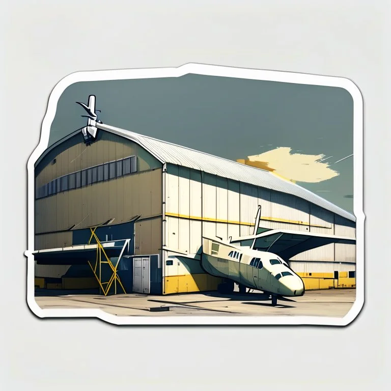 sticker of a hangar building