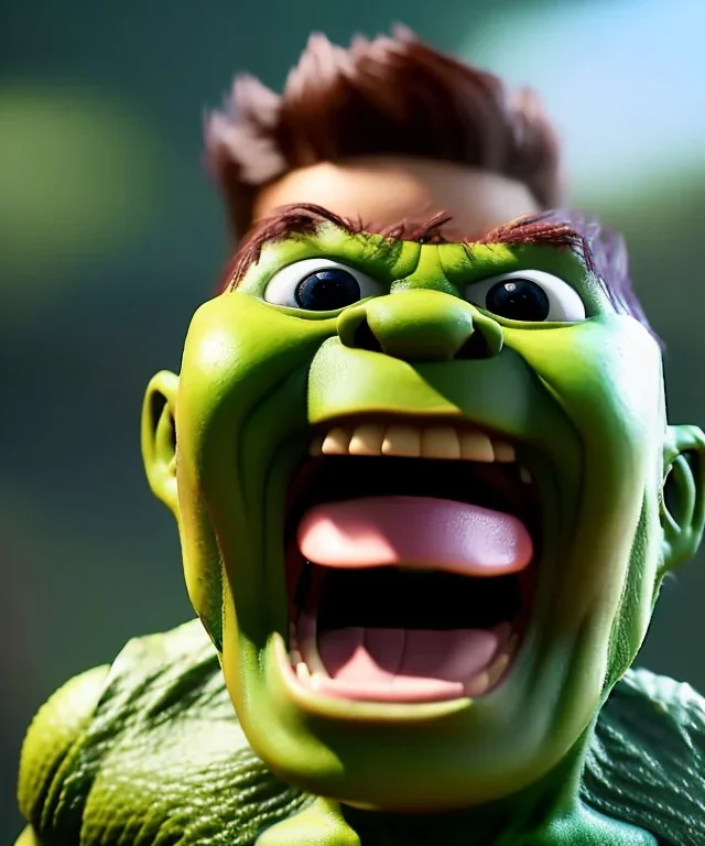 Hulk toddler, full body, dramatic lighting, smile, hyper realistic