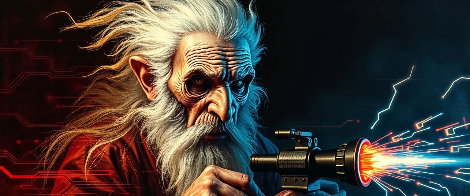 hi speed bad ass cyber punk baba vanga, painted by Rembrandt