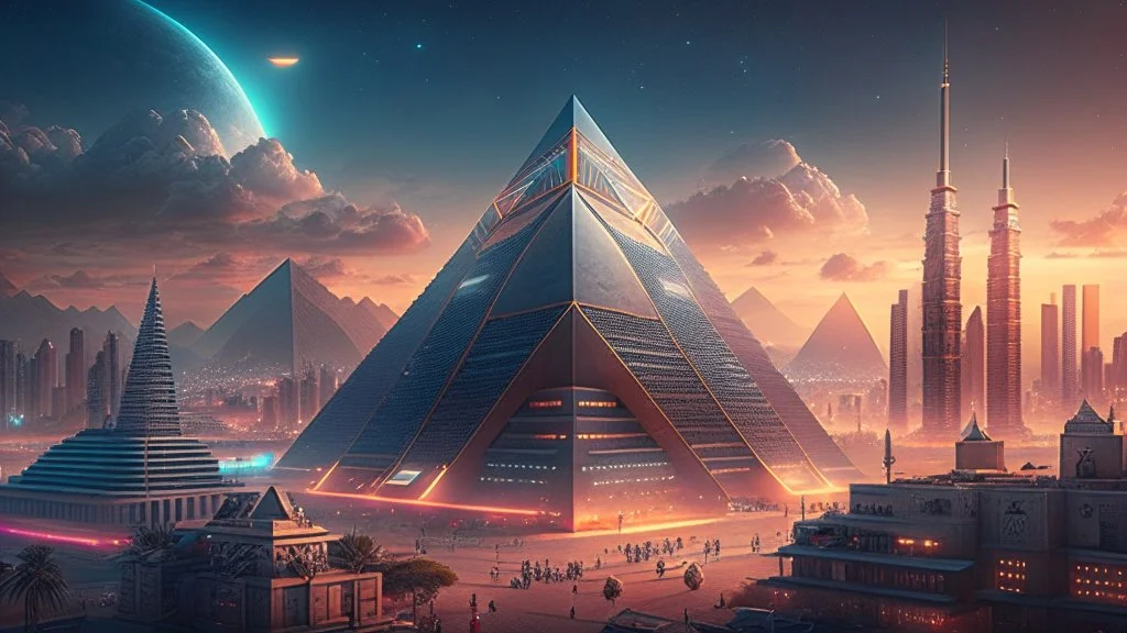 Cyberpunk cityscape, endless cyberpunk cityscape, cyberpunk pyramid