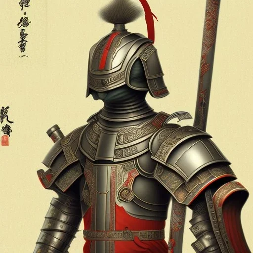 Ukiyo-e Style , Male Samuri in armour