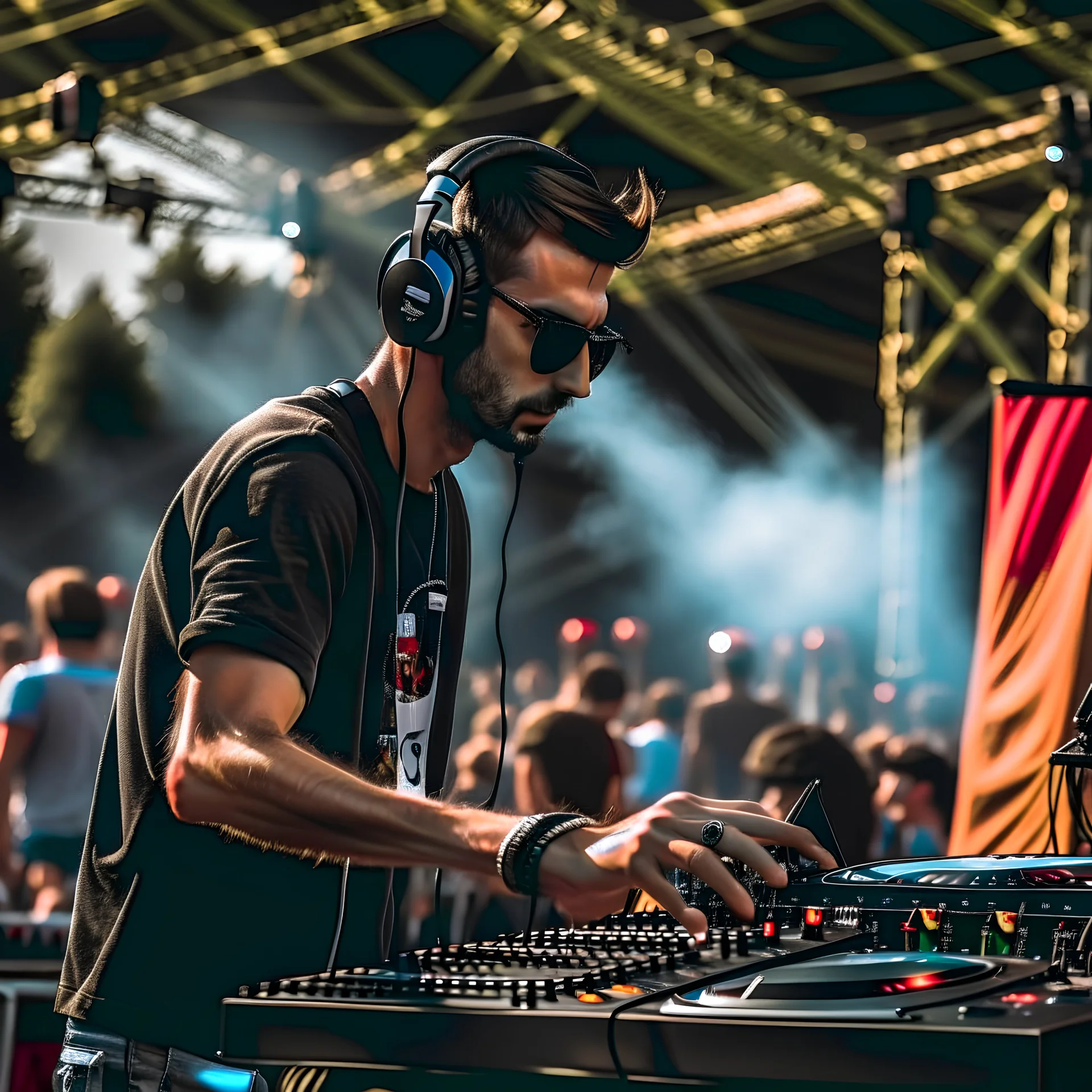 dj on stage in a music festival