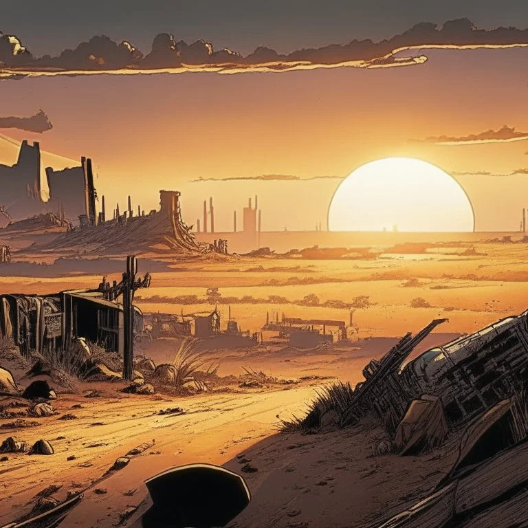 Comic panel. Wasteland.