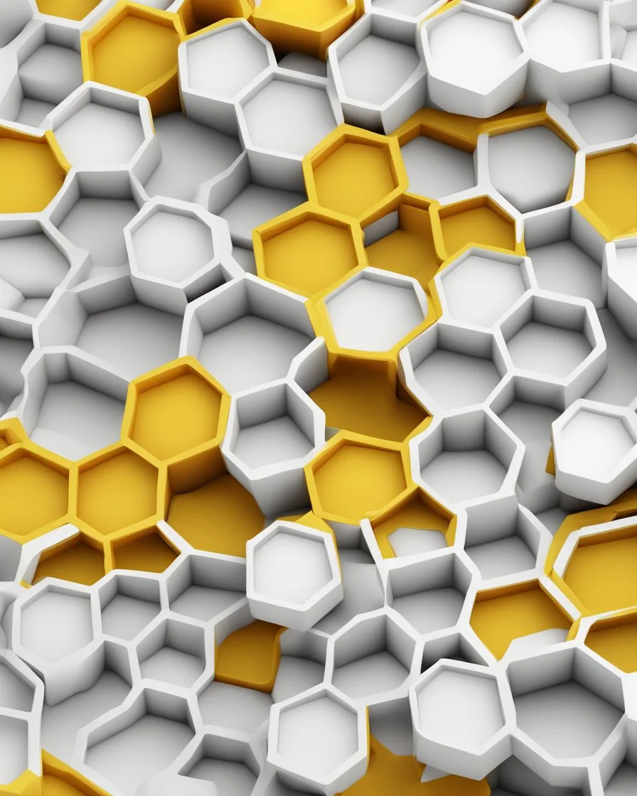 white and yellow 3d honeycomb background pattern