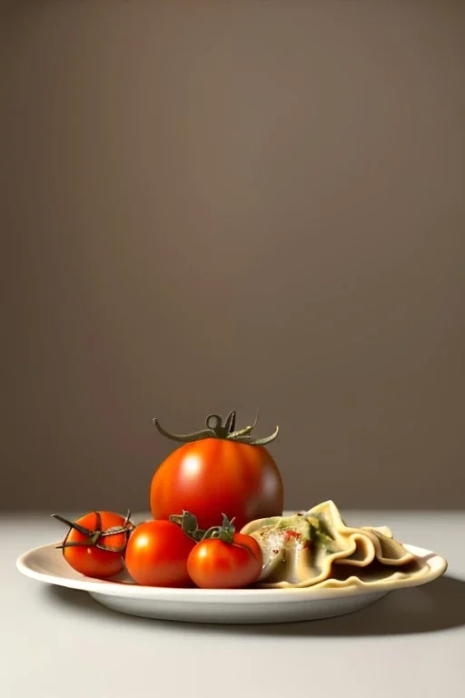 renaissance style still life composite, dish of Raviolis with natural tomato, albahaca, olives, olive oil. moisture, art, natural, ornaments, ceramic, marble, high kitchen, smooth, god rays, unreal engine 5, ray tracing, RTX, lumen lighting, ultra detail, volumetric lighting, 3d.