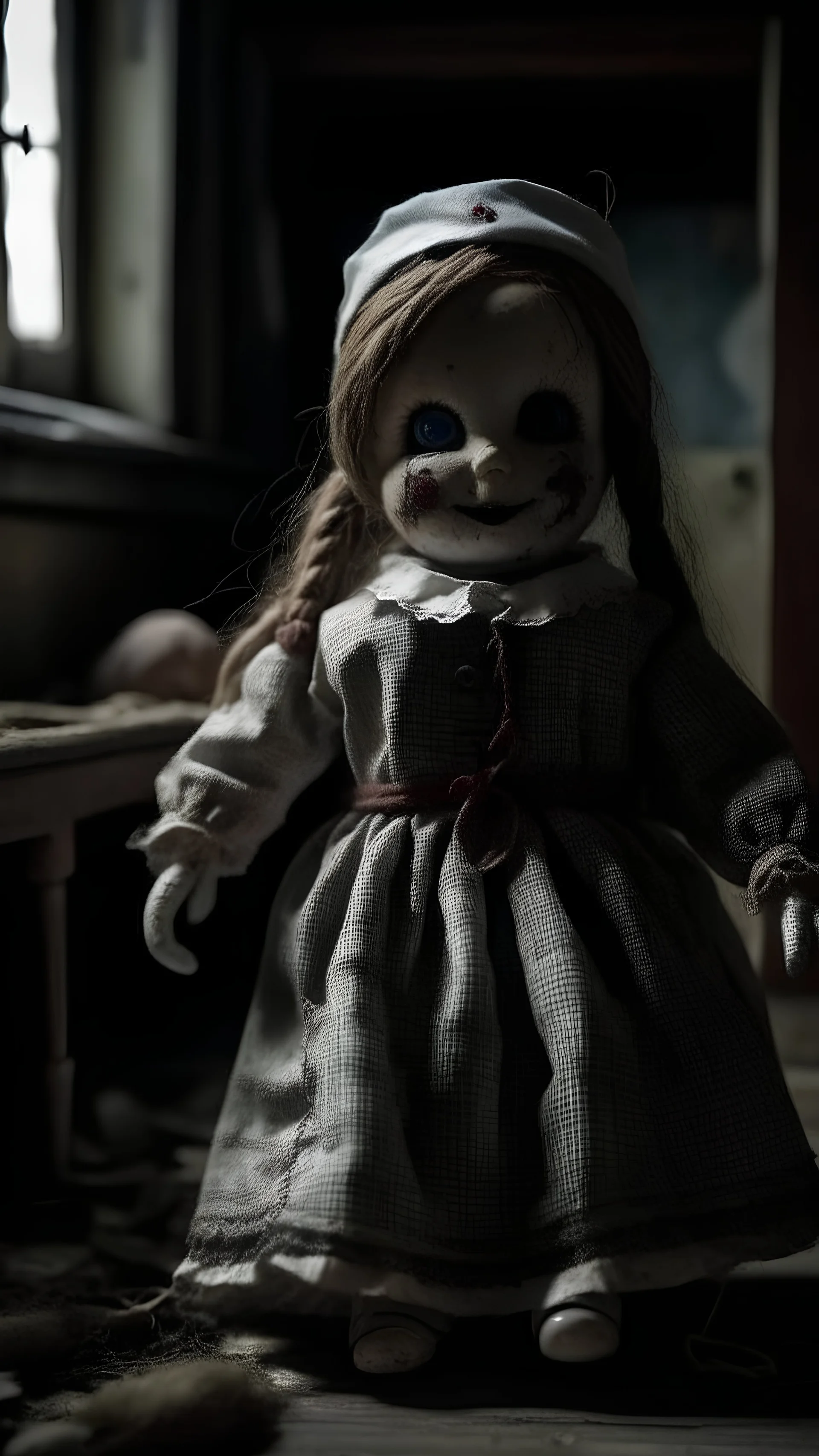 A new homeowner excitedly begins renovating their old house, unaware of the chilling secret hidden within. As they remove a wall panel, their heart skips a beat at the sight of a decrepit rag doll tightly grasping a note confessing to a heinous family murder. The house's dark history starts to unravel before their eyes.