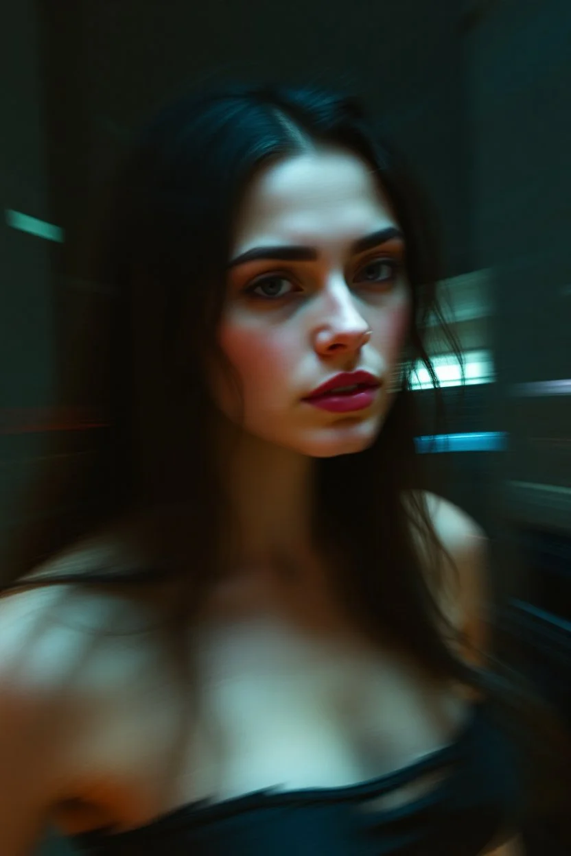 motion blur cyberpunk young Jennifer Connelly painted by Rembrandt and Titian and Giger