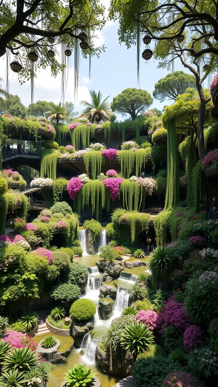 The hanging Garden, 7 layers of beautiful garden of trees , flowers, waterfalls of Babylon
