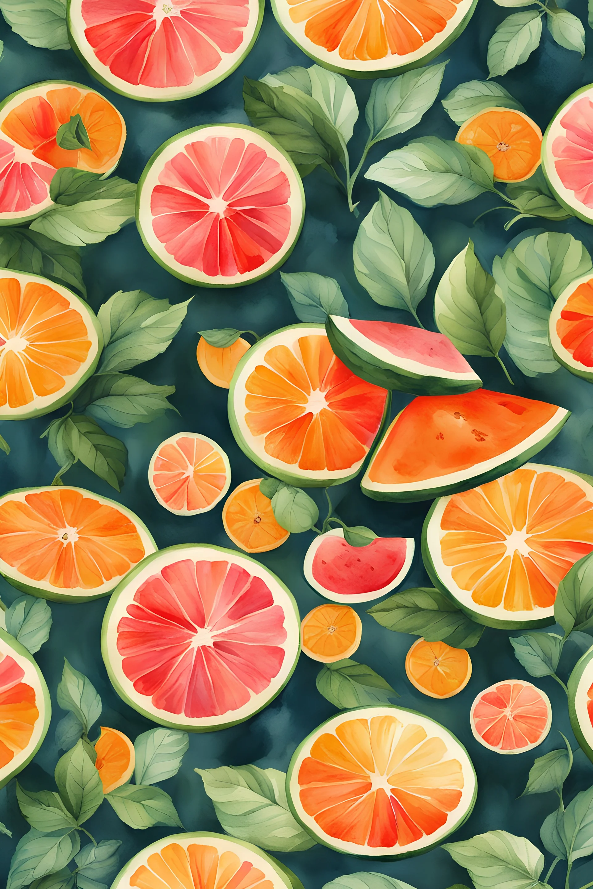 fabric boho Watercolor Of watermelon and oranges, repeating patterns, Flowers, Repeating Patterns, boho