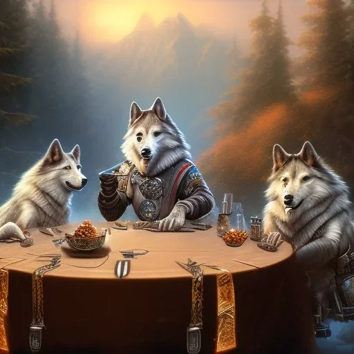 Wolfpack sitting at Table