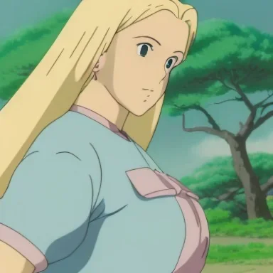 Anime girl, sexy, blonde hair, blue eyes, big boobs, big ass, plump ass, plump boobs, beautiful face, show cleavage, fine-face, perfect face, full body in frame,