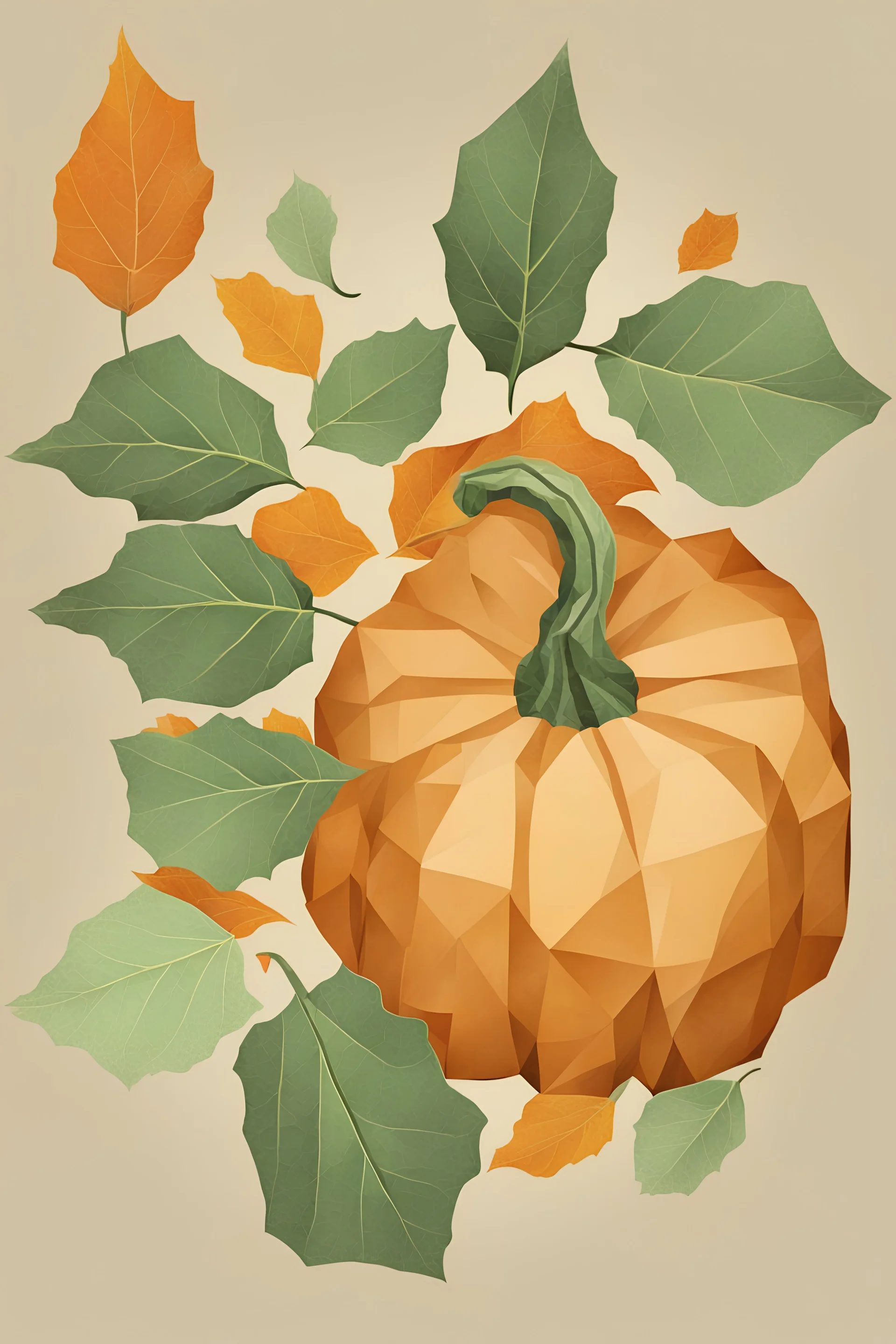 pumpkin leaves in polygon art