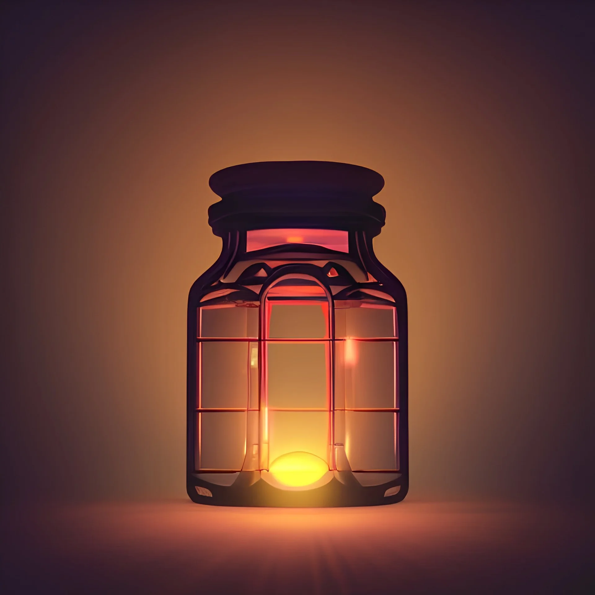 glowing fireflies in a lantern, many ghostly lights inside a belljar, fairy lights, polaroid, symmetry, bioluminescence, luminescent glow, moody, tender, photorealistic, octane render, golden hour