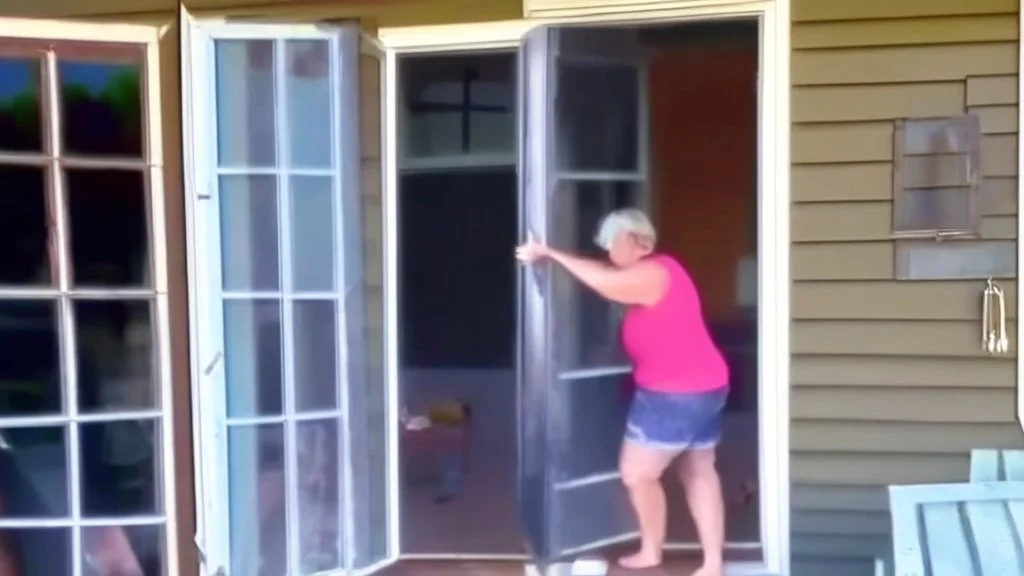 lady upset with door installer when screen door is too big and won't fit in the framing