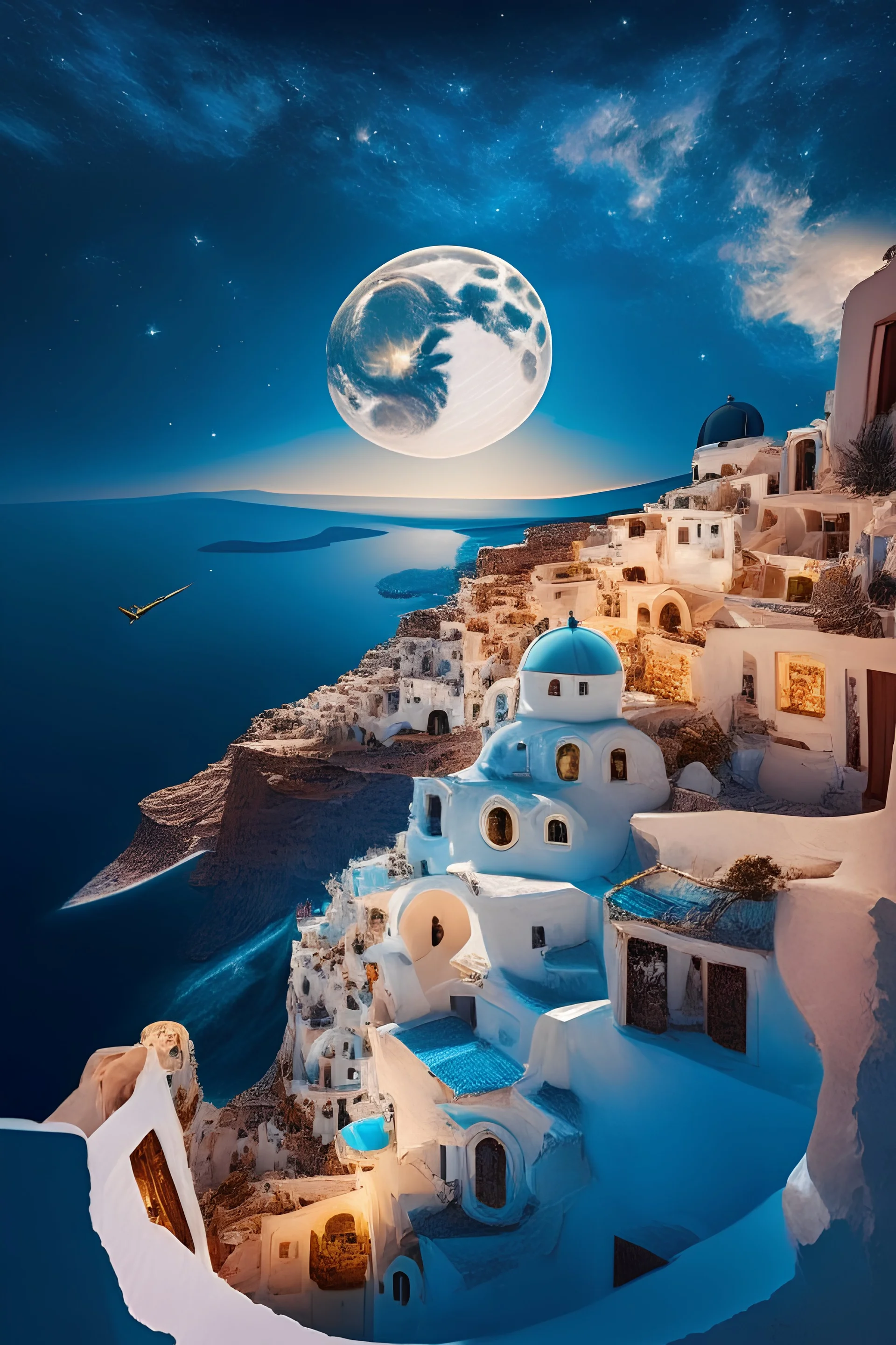 santorini in in space