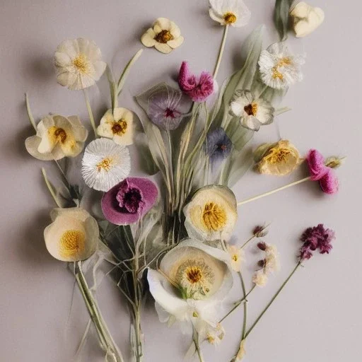 delicate arrangement of pressed flowers, beautiful composition, aesthetic layout