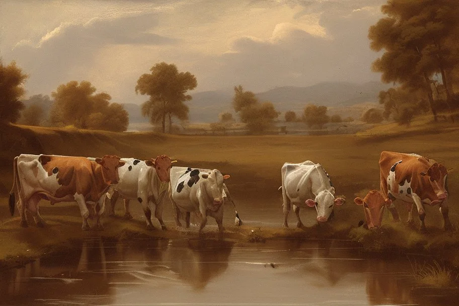 cows downing in deep water by Correggio