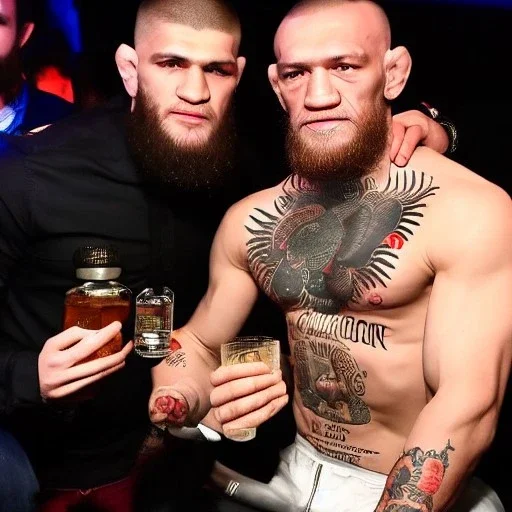 khabib nurmagomedov drinking whisky with conor mcgregor in a club