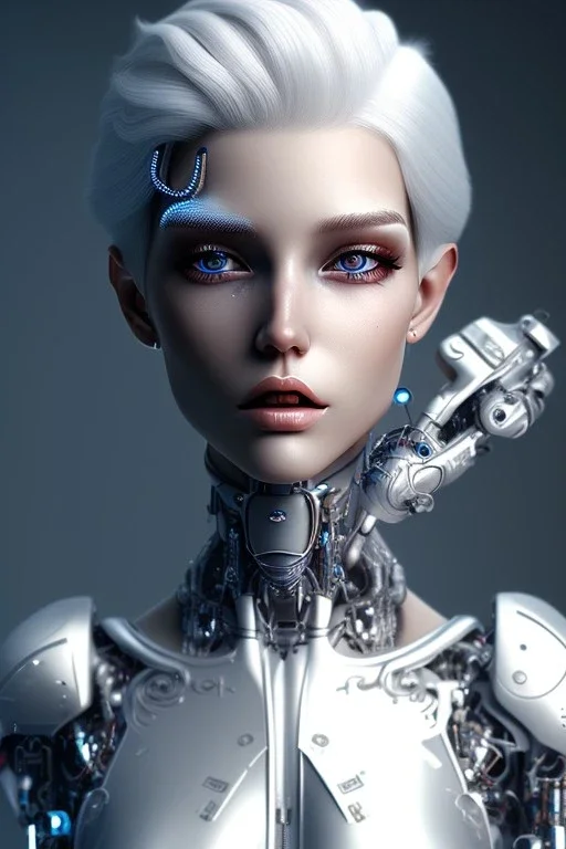 cyborg, white hair, sexy, perfect, real, dream