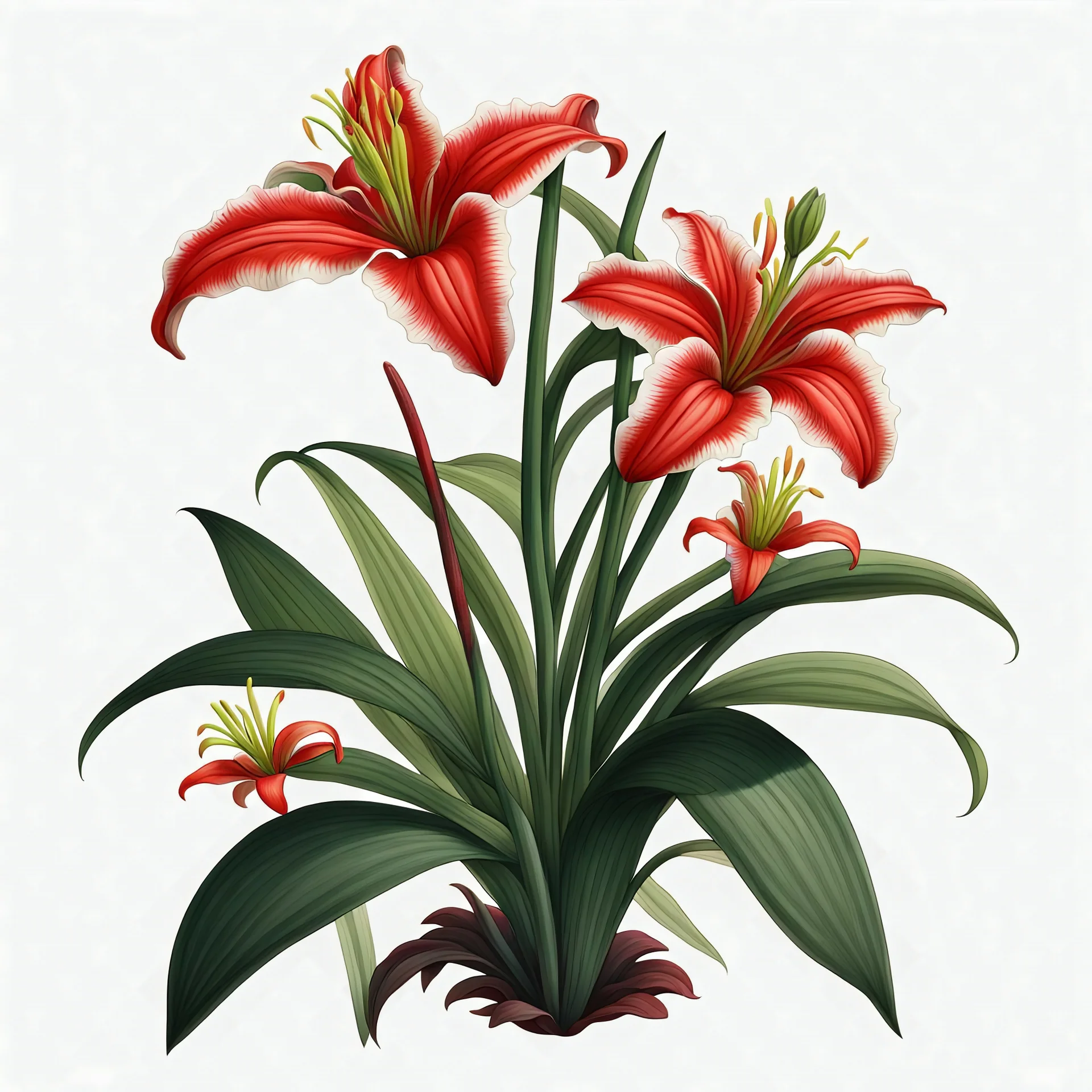Western Red Lily plant on white background, illustration
