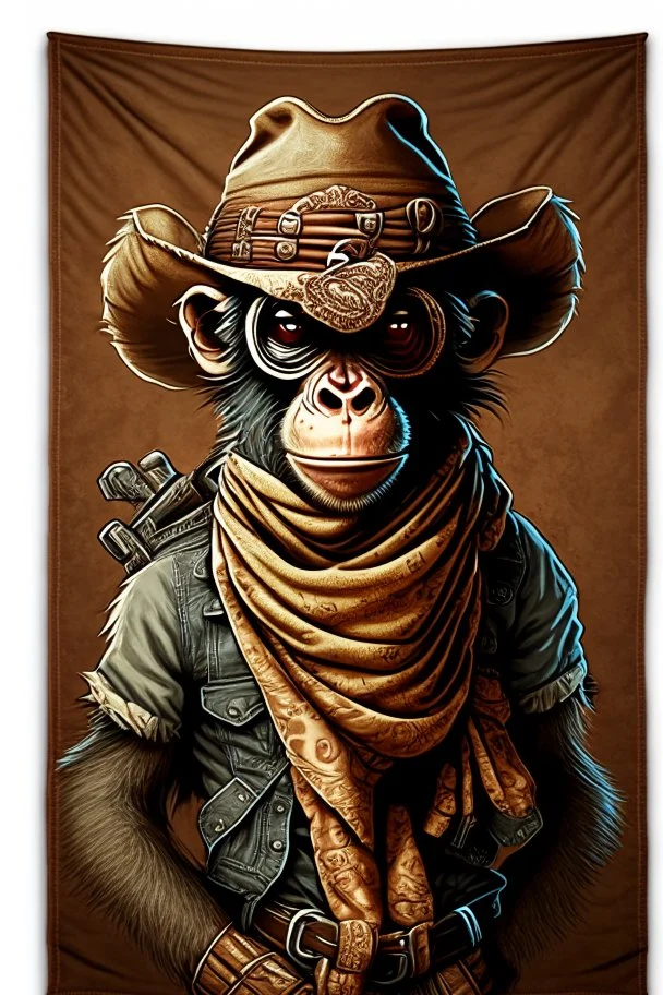 bounty hunter monkey cowboy with 2 pistols bandana