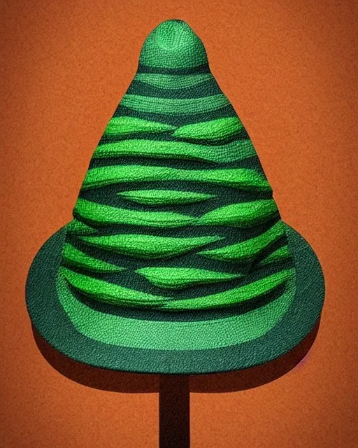 Pine tree with a hat hyperrealistic