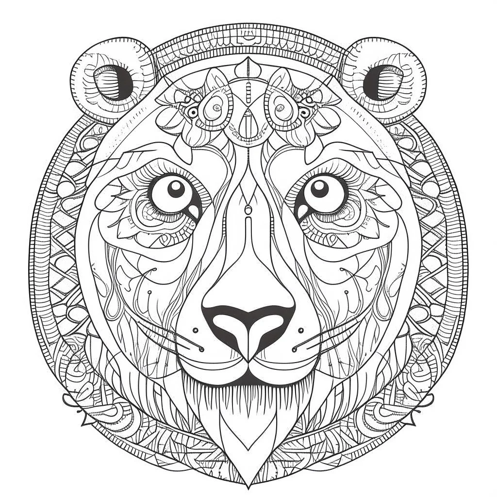 amazing animals, each animal art has an imaginary one animal, Strange, imaginative, mandala coloring sheet, full view, don't draw repeated image again, realistic, only draw lines, coloring book, clean line art, –no sketch, color, –ar 3:4, white background, minimalistic black lines, minimal black color, low level black colors, coloring page, avoid thick black colors, thin black line art, avoid colors, perfect shape, perfect clear lines,