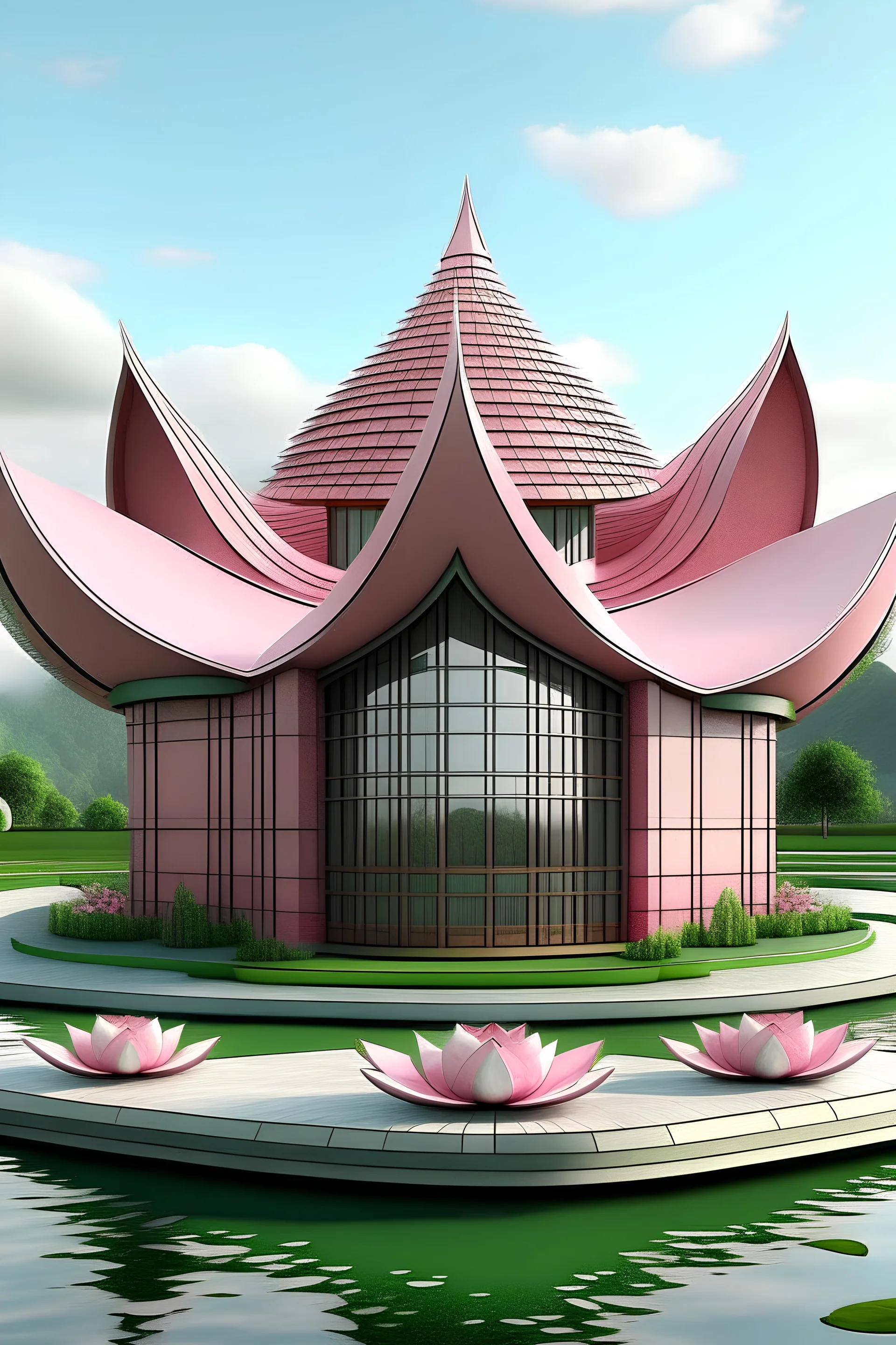 تصميم معماري لمنزل على شكل وردة اللوتس