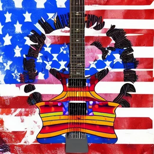 PEACE electric guitar PEACE psychedelic hippie trippy acid LSD PEACE GUITAR peacesign AMERICAN FLAG SUNGLASSES