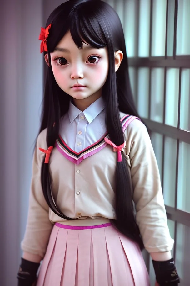 6 year old asian schoolgirl in school uniform portrait, epic colour treatment, cinematic colour treatment, meticulously intricate perfectly symmetrical extremely detailed, pixiv daily ranking, pixiv, extreme depth of field, artstation, spectacular details, volumetric lighting, masterpiece, cinematic, Hollywood production, 8k resolution, high definition, max octane render, vivid colors, max resolution, max perfectionism, realistic composition, professional photography, unreal engine