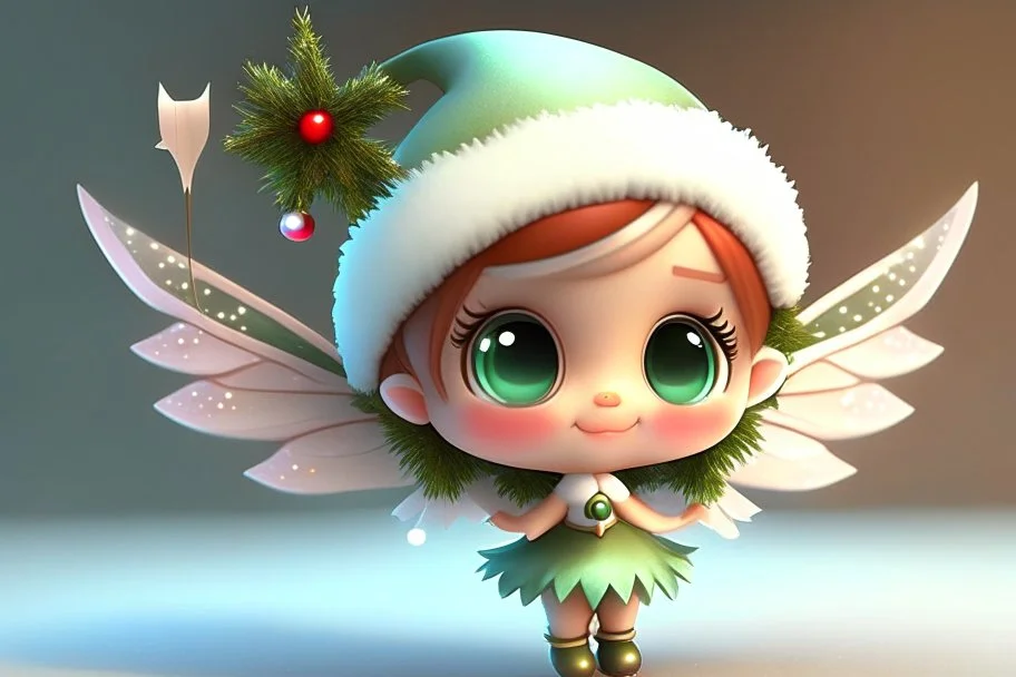 cute 3D chibi fairy at christmas