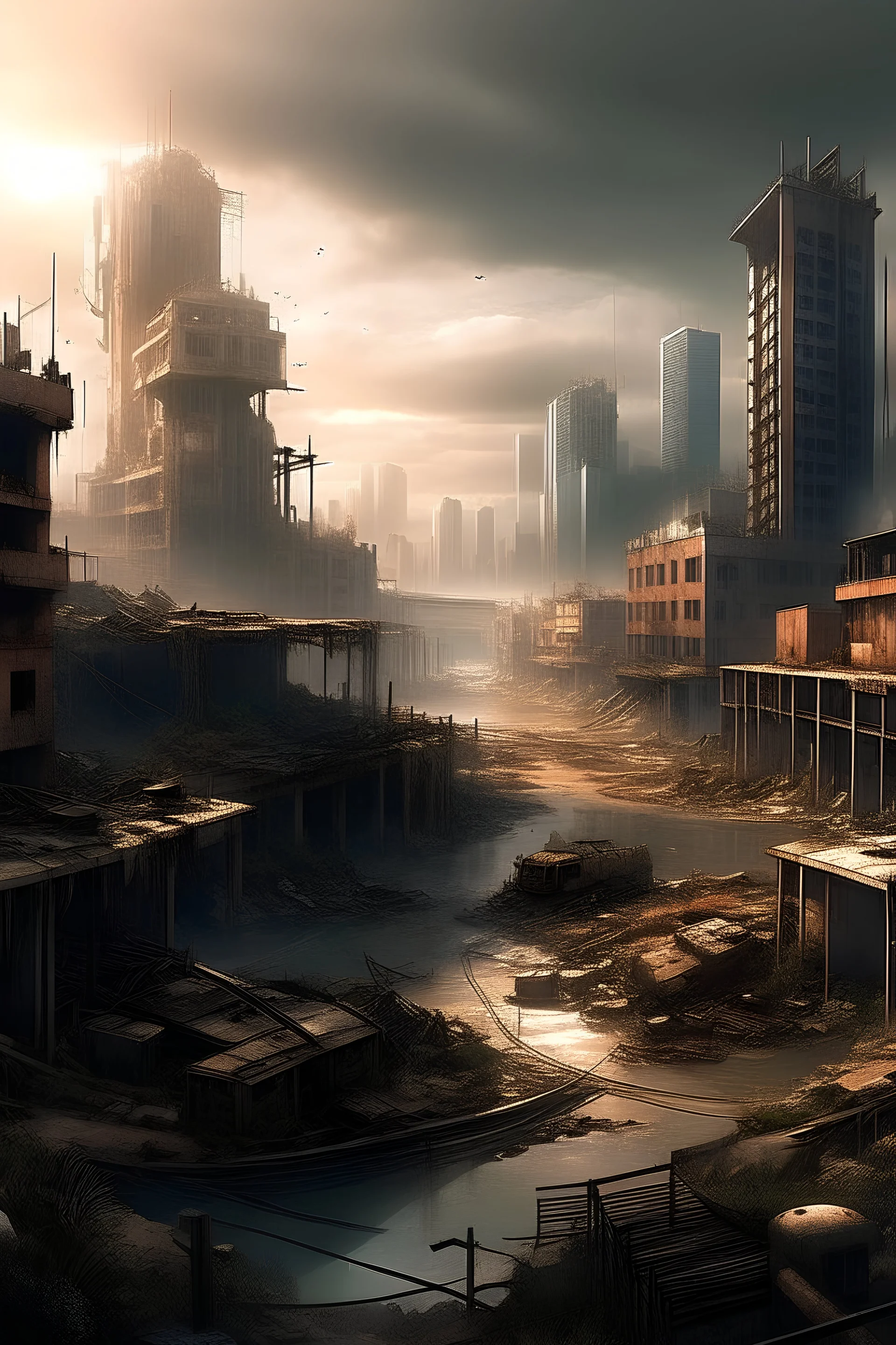 city in a post apocalypse style