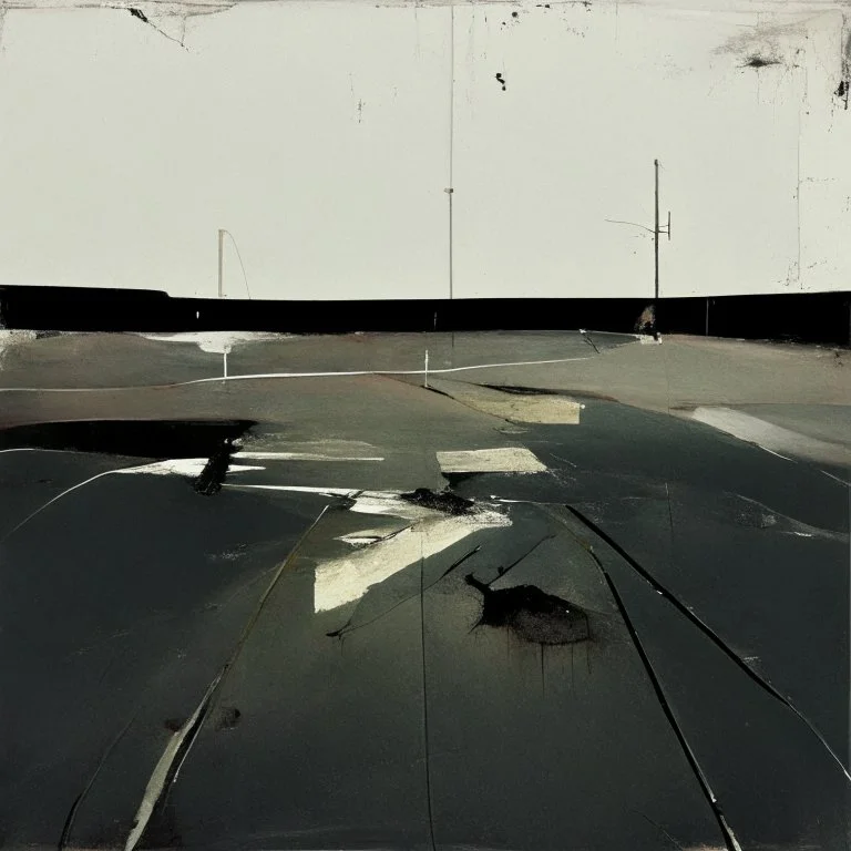 Minimal abstract oil paintings desolate 1960s carpark concrete fragments and naked bodies. style of Justin Mortimer and Francis Bacon. road markings.