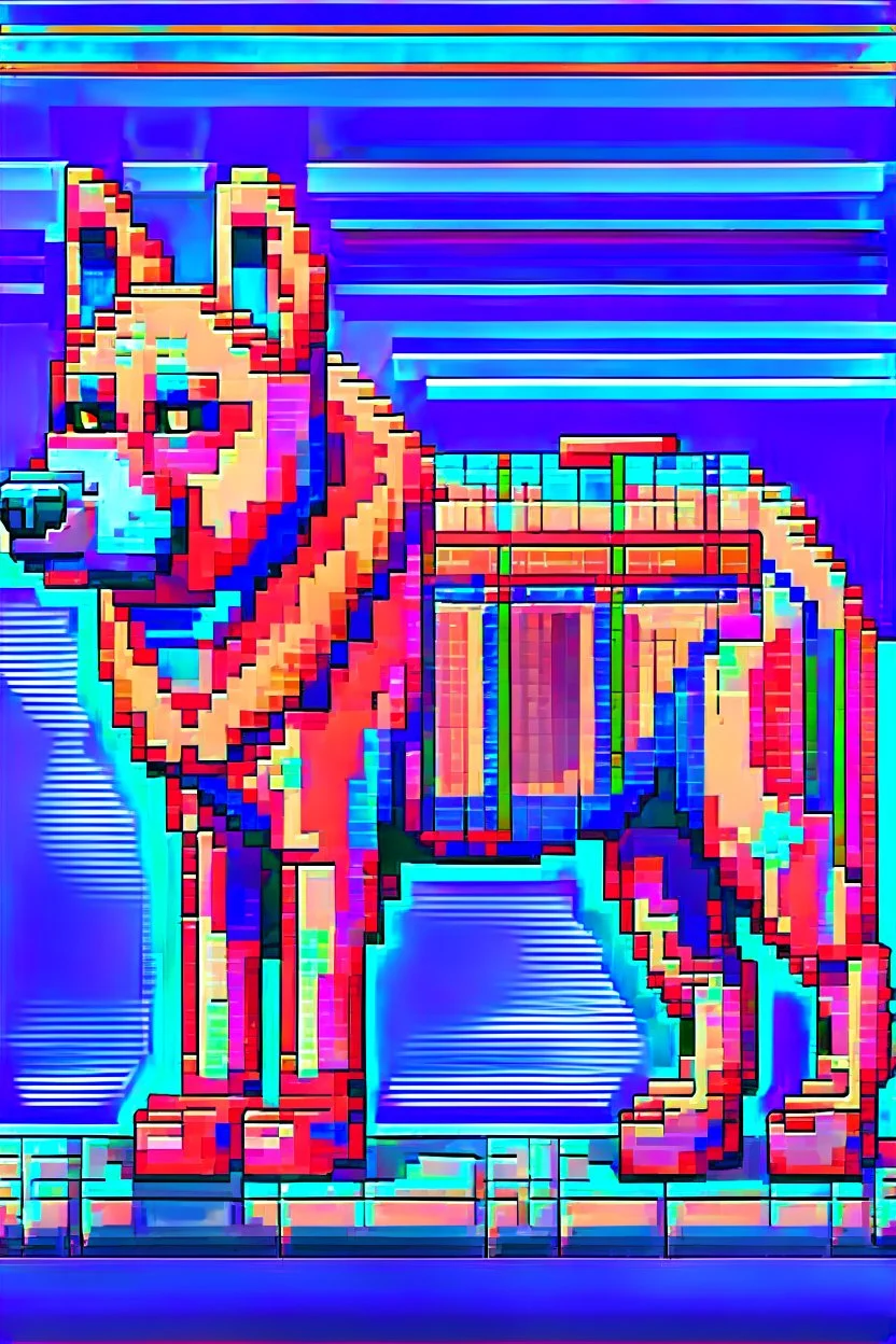 dog pixel art futuristic