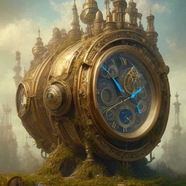 a gorgeous, stunning, ornate clock made of biosphere, 8k resolution, high-quality, fine-detail, photorealistic, intricate, digital art, detailed matte, volumetric lighting, illustration, 3D octane render, brian froud, howard lyon, George Grie, Ben Goossens