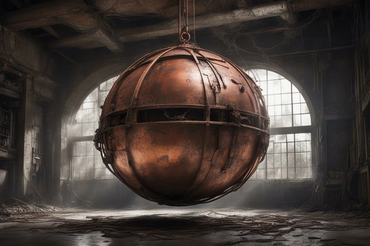 Ее взгляд упал на большой, медный шар, висевший под потолком — часть какого-то сложного, заброшенного механизма. Он был старым, покрытым паутиной, но выглядел массивным.