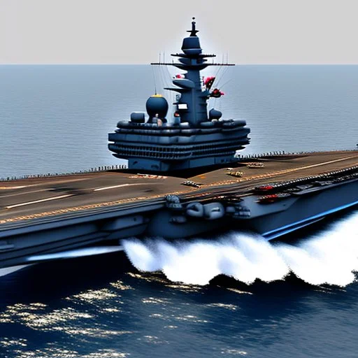 Aircraft carrier with lots of cannons