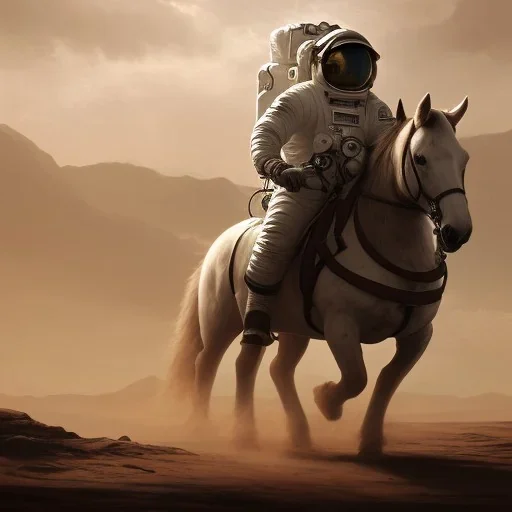 an astronaut riding a horse on mars artstation, hd, dramatic lighting, detailed