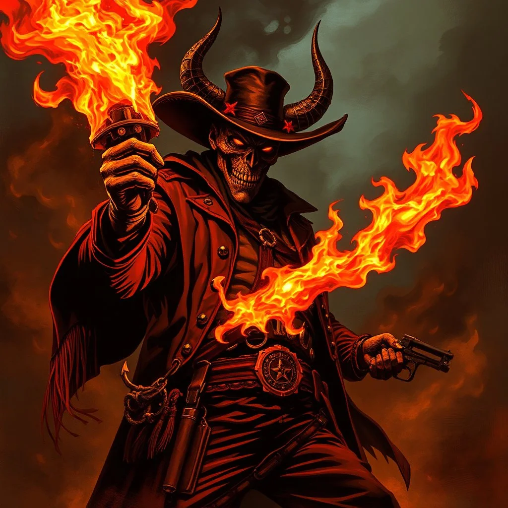 blaze the pyromaniac devil wild west bandit fantasy art