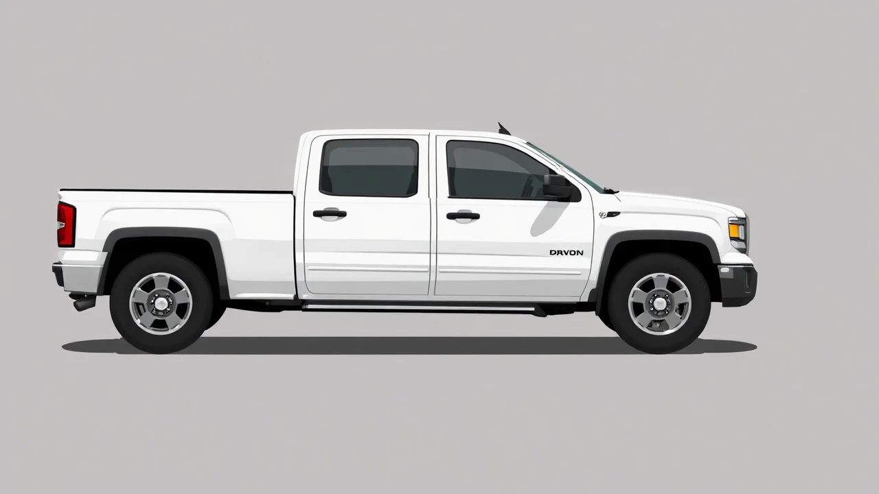 side of a generic pickup truck(white, 4 door), digital illustration
