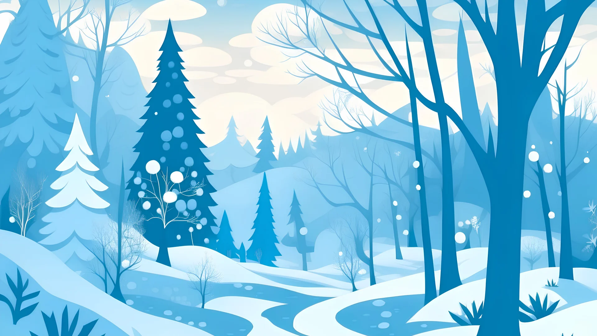 A vector graphic of a winter wonderland