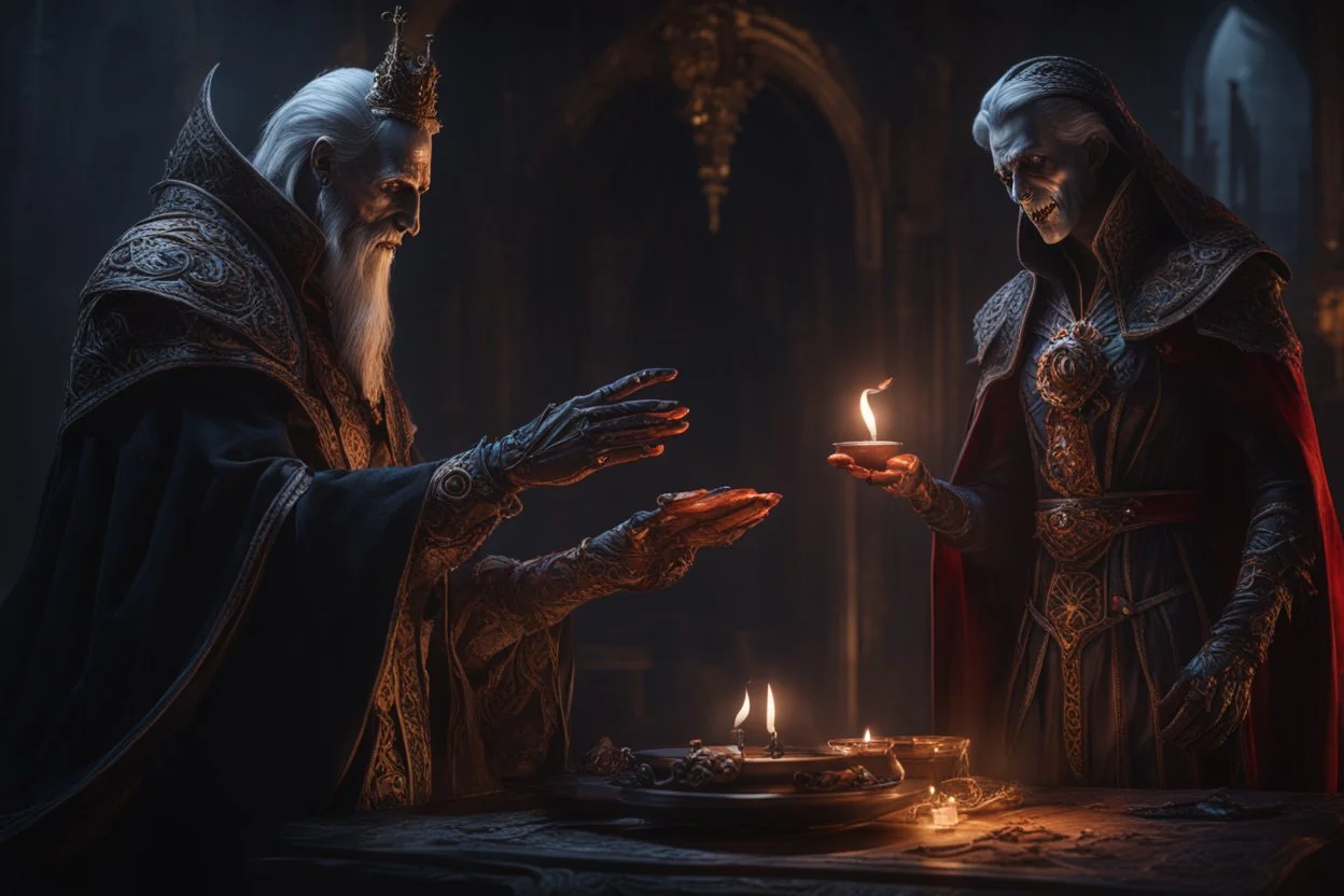 an ancient lich summoning a vampire. two hands. gloves. empty sockets. fantasy concept art, exquisite realism, a masterpiece, dynamic lighting, hyper detailed, intricately detailed, deep color, Unreal Engine, volumetric lighting , Epic cinematic brilliant stunning intricate meticulously detailed dramatic atmospheric maximal,