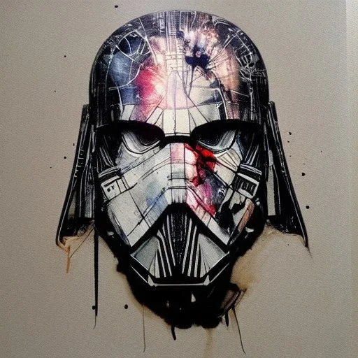 photorealistic luke skywalker helmet with weathered painting , illustration on coarse canvas by <agnes cecile> and <Yoji Shinkawa>, ornate and intricate details , soft smooth lighting, ultra detailed concept art,