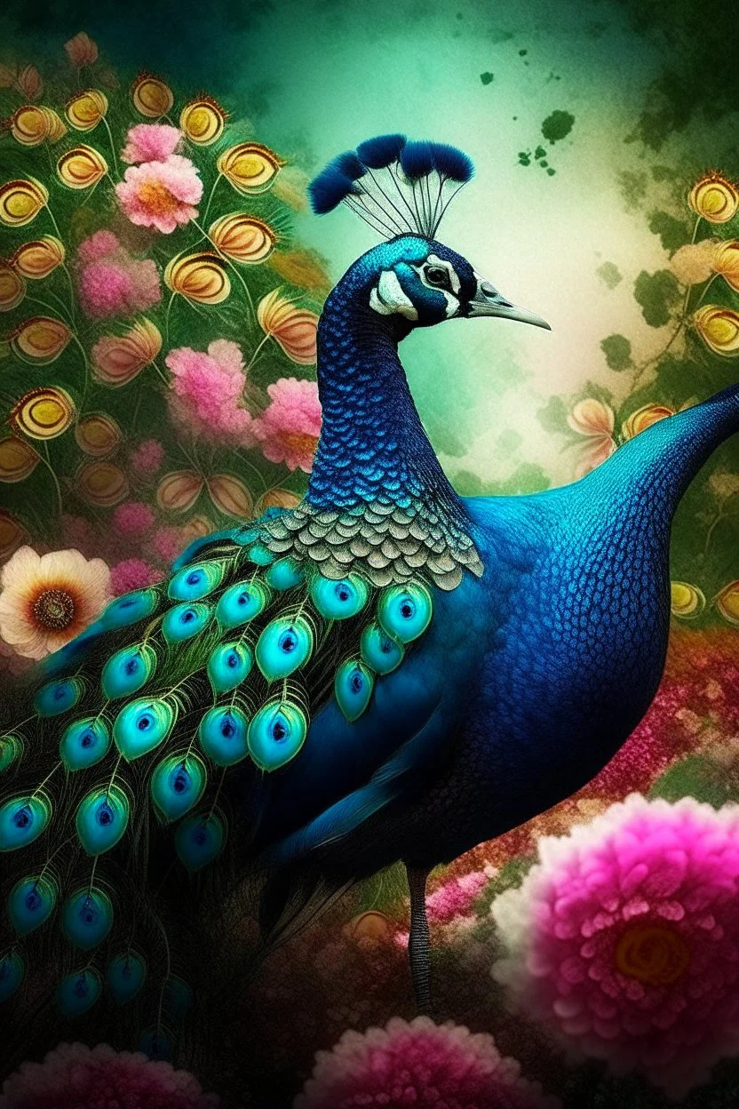 amazing peacock, flower backwornd, adult book cover