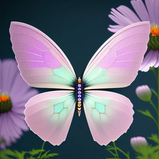 beautiful transparent butterfly, flowers in cosmos, smooth, extremely sharp detail, finely tuned detail, ultra high definition, 8k, unreal engine 5, ultra sharp focus, accurate hands