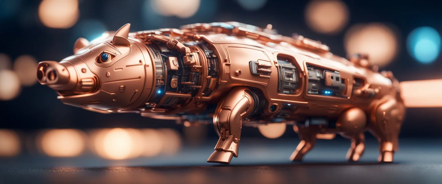 awesome spaceship in copper, fast onein the shape of a horsepig is half horse half pig, now its gonna do an awesome gig , bokeh like f/0.8, tilt-shift lens 8k, high detail, smooth render, down-light, unreal engine, prize winning