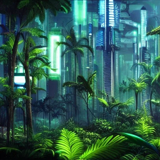 Cyberpunk rainforest