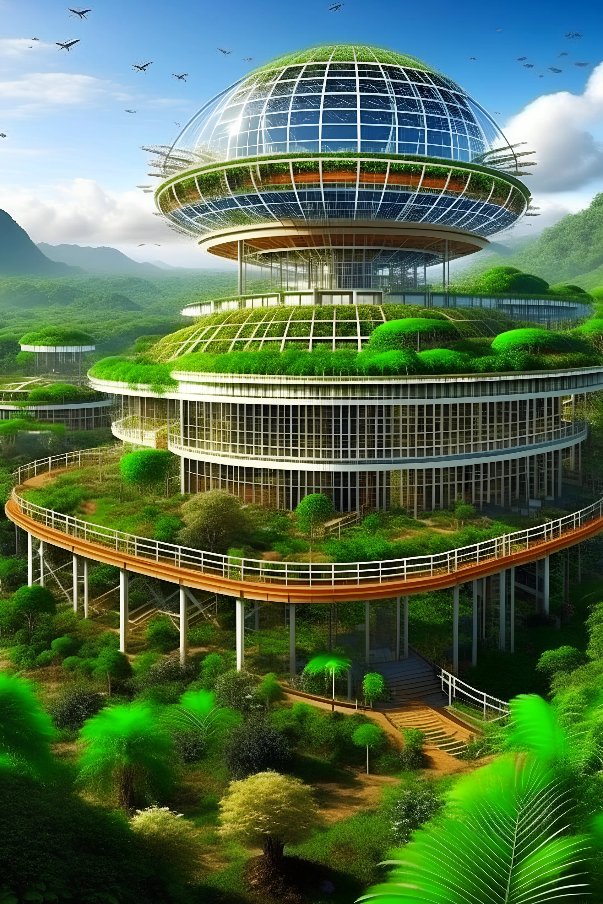 A high tech solarpunk utopia in the Amazon rainforest